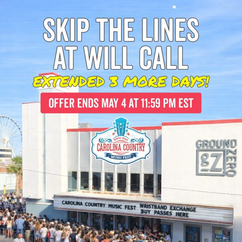 Offer Extended to Monday! Skip The Lines at Will Call!